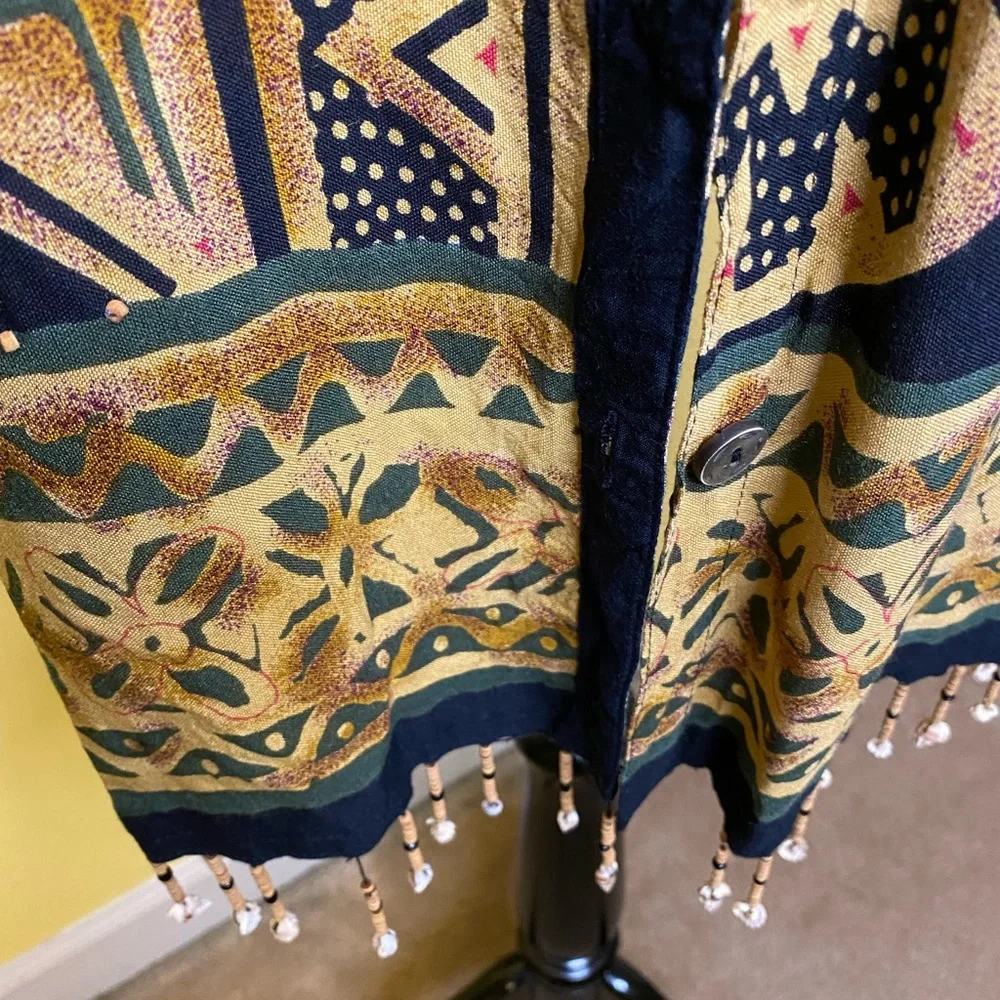 Vintage, tribal, button-down, shell, beaded jacket.. - Picture 4 of 5